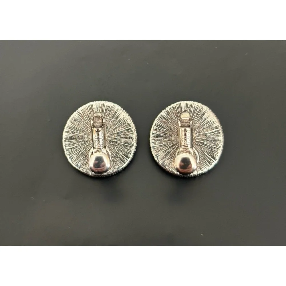 Vintage Napier Earrings Gold Silver Tone Screw On 80s 90s Glam‎ Chic Elegant